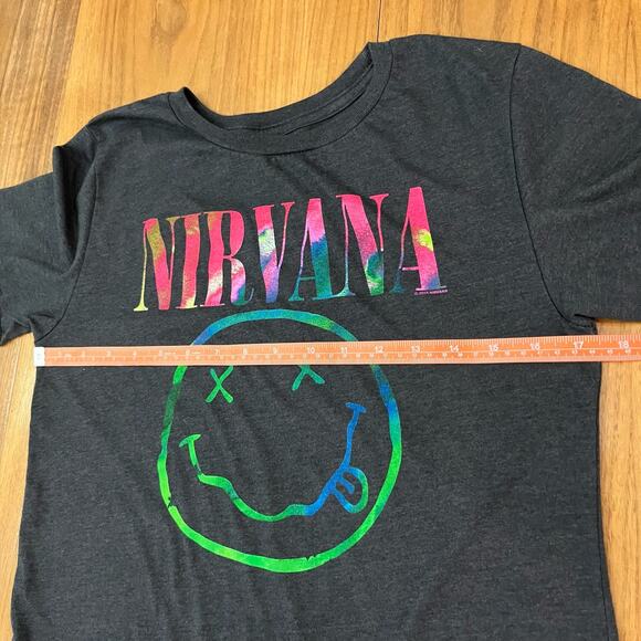 Nirvana Shirt Size M Smiley Happy Face Band Tee Neon Tie Dye - Picture 6 of 7